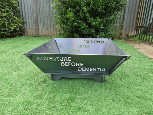 Fire Pit 'Adventure Before Dementia' Collapsible 3mm Thick Australian Steel