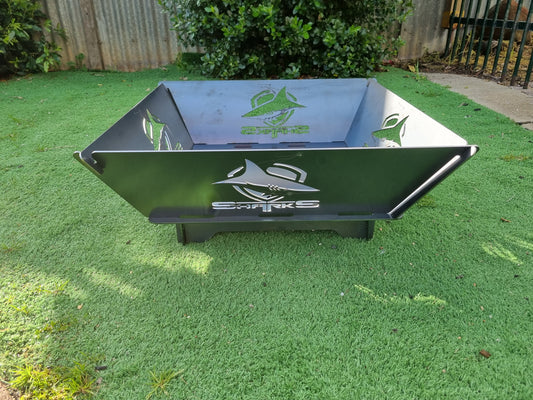 Cronulla Sharks NRL Fire Pit Collapsible 3mm Thick Australian Steel