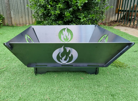 Flame Logo Fire Pit Collapsible 3mm Thick Australian Steel