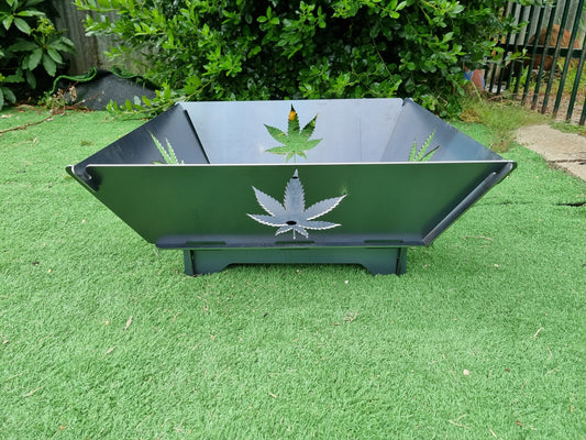 Mary J Hemp Leaf Fire Pit Collapsible 3mm Thick Australian Steel