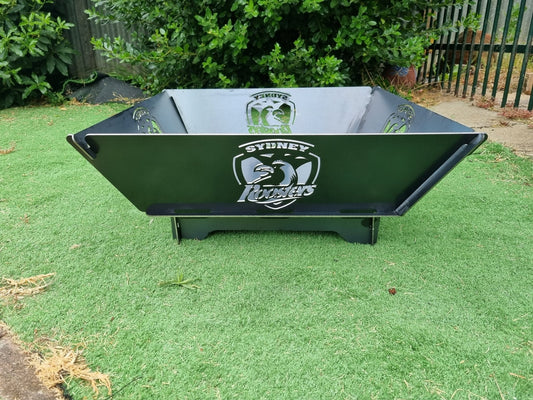 Sydney Roosters Fire Pit Flat Pack Collapsible Portable - Robs Fire Pits